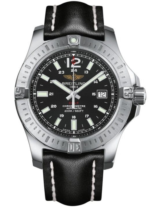 Buy Shop Breitling Colt Automatic 44mm Black Dial Leather Strap Mens Watch - A1738811/BD44/435X USA Online