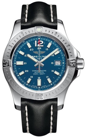 Buy Shop Breitling Colt Automatic Blue Dial Black Leather Strap 41mm Mens Watch - A1731311/G934/428X USA Online