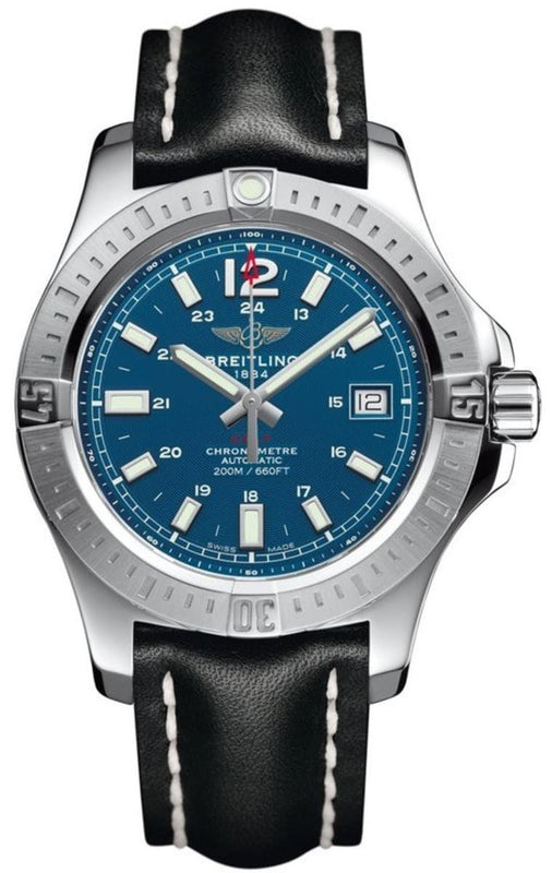 Buy Shop Breitling Colt Automatic Blue Dial Black Leather Strap 41mm Mens Watch - A1731311/G934/428X USA Online