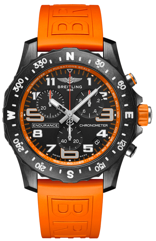 Buy Shop Breitling Endurance Pro Black Dial Orange Rubber Strap Watch for Men - X82310A51B1S1 USA Online