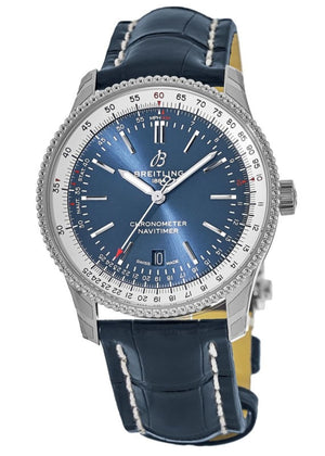 Buy Shop Breitling Navitimer 1 Automatic 41mm Blue Dial Blue Leather Strap Mens Watch - A17326211C1P4 USA Online