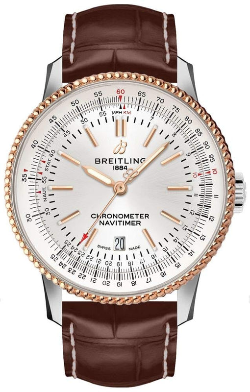 Buy Shop Breitling Navitimer 1 Automatic 41mm White Dial Brown Leather Strap Mens Watch - U17326241G1P2 USA Online
