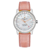 Buy Shop Breitling Navitimer Automatic 35 Mother of Pearl Dial Pink Leather Strap Watch for Women - A17395211A1P3 USA Online