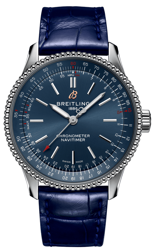 Buy Shop Breitling Navitimer Automatic 35 Blue Dial Blue Leather Strap Watch for Men - A17395161C1P1 USA Online