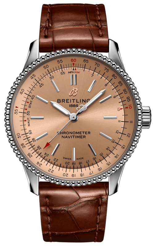 Buy Shop Breitling Navitimer Automatic 35 Brown Dial Brown Leather Strap Watch for Men - A17395201K1P1 USA Online