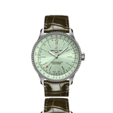 Buy Shop Breitling Navitimer Automatic 35 Green Dial Green Leather Strap Watch for Women - A17395361L1P1 USA Online