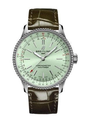 Buy Shop Breitling Navitimer Automatic 35 Green Dial Green Leather Strap Watch for Women - A17395361L1P1 USA Online