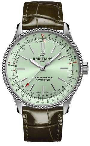 Buy Shop Breitling Navitimer Automatic 35 Green Dial Green Leather Strap Watch for Women - A17395361L1P1 USA Online