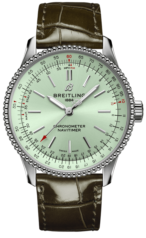 Buy Shop Breitling Navitimer Automatic 35 Green Dial Green Leather Strap Watch for Women - A17395361L1P1 USA Online