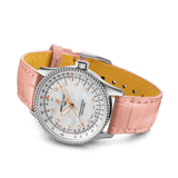 Buy Shop Breitling Navitimer Automatic 35 Mother of Pearl Dial Pink Leather Strap Watch for Women - A17395211A1P3 USA Online