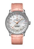Buy Shop Breitling Navitimer Automatic 35 Mother of Pearl Dial Pink Leather Strap Watch for Women - A17395211A1P3 USA Online