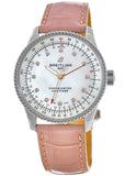 Buy Shop Breitling Navitimer Automatic 35 Mother of Pearl Dial Pink Leather Strap Watch for Women - A17395211A1P3 USA Online