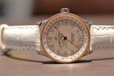 Buy Shop Breitling Navitimer Automatic 35 Mother of Pearl Dial White Leather Strap Watch for Women - U17395211A1P3 USA Online