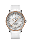 Buy Shop Breitling Navitimer Automatic 35 Mother of Pearl Dial White Leather Strap Watch for Women - U17395211A1P3 USA Online