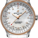Buy Shop Breitling Navitimer Automatic 35 Mother of Pearl Dial White Leather Strap Watch for Women - U17395211A1P3 USA Online