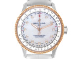 Buy Shop Breitling Navitimer Automatic 35 Mother of Pearl Dial White Leather Strap Watch for Women - U17395211A1P3 USA Online
