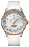 Buy Shop Breitling Navitimer Automatic 35 Mother of Pearl Dial White Leather Strap Watch for Women - U17395211A1P3 USA Online