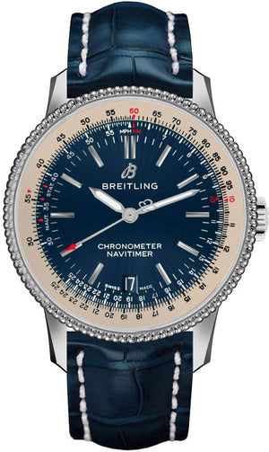 Buy Shop Breitling Navitimer Automatic 38mm Blue Dial Blue Leather Strap Mens Watch - A17325211C1P1 USA Online