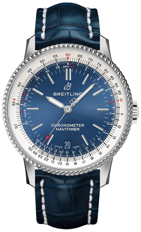 Buy Shop Breitling Navitimer Automatic 38mm Blue Dial Blue Leather Strap Mens Watch - A17325211C1P1 USA Online