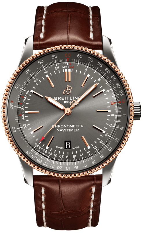 Buy Shop Breitling Navitimer Automatic 41 Grey Dial Brown Leather Strap Watch for Men - U17326121M1P1 USA Online