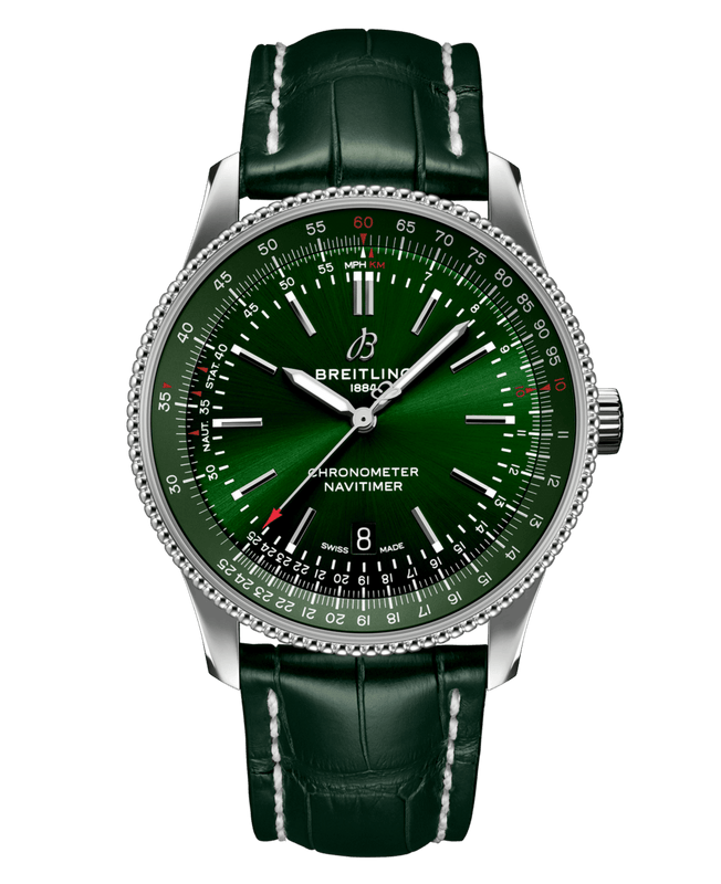 Buy Shop Breitling Navitimer Automatic 41mm Green Dial Green Leather Strap Watch for Men - A17326361L1P1 USA Online