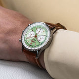 Buy Shop Breitling Navitimer B01 Chronograph 41 Green Dial Brown Leather Strap Watch for Men - AB0139211L1P1 USA Online
