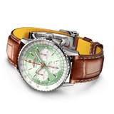 Buy Shop Breitling Navitimer B01 Chronograph 41 Green Dial Brown Leather Strap Watch for Men - AB0139211L1P1 USA Online
