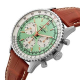 Buy Shop Breitling Navitimer B01 Chronograph 41 Green Dial Brown Leather Strap Watch for Men - AB0139211L1P1 USA Online