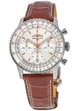 Buy Shop Breitling Navitimer B01 Chronograph 41 White Dial Brown Leather Strap Watch for Men - AB0139211G1P1 USA Online
