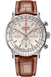 Buy Shop Breitling Navitimer B01 Chronograph 41 White Dial Brown Leather Strap Watch for Men - AB0139211G1P1 USA Online