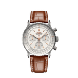 Buy Shop Breitling Navitimer B01 Chronograph 41 White Dial Brown Leather Strap Watch for Men - AB0139211G1P1 USA Online