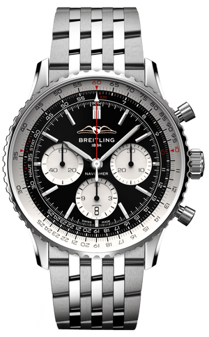 Buy Shop Breitling Navitimer B01 Chronograph 43 Black Dial Silver Steel Strap Watch for Men - AB0138211B1A1 USA Online