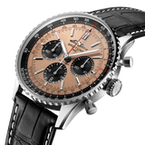 Buy Shop Breitling Navitimer B01 Chronograph 43 Brown Dial Black Leather Strap Watch for Men - AB0138241K1P1 USA Online
