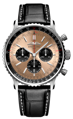 Buy Shop Breitling Navitimer B01 Chronograph 43 Brown Dial Black Leather Strap Watch for Men - AB0138241K1P1 USA Online