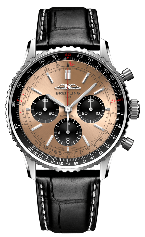 Buy Shop Breitling Navitimer B01 Chronograph 43 Brown Dial Black Leather Strap Watch for Men - AB0138241K1P1 USA Online
