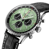 Buy Shop Breitling Navitimer B01 Chronograph 43 Green Dial Black Leather Strap Watch for Men - AB0138241L1P1 USA Online
