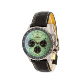 Buy Shop Breitling Navitimer B01 Chronograph 43 Green Dial Black Leather Strap Watch for Men - AB0138241L1P1 USA Online