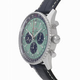 Buy Shop Breitling Navitimer B01 Chronograph 43 Green Dial Black Leather Strap Watch for Men - AB0138241L1P1 USA Online