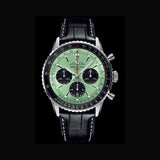 Buy Shop Breitling Navitimer B01 Chronograph 43 Green Dial Black Leather Strap Watch for Men - AB0138241L1P1 USA Online