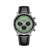 Buy Shop Breitling Navitimer B01 Chronograph 43 Green Dial Black Leather Strap Watch for Men - AB0138241L1P1 USA Online