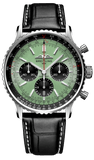 Buy Shop Breitling Navitimer B01 Chronograph 43 Green Dial Black Leather Strap Watch for Men - AB0138241L1P1 USA Online