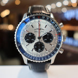 Buy Shop Breitling Navitimer B01 Chronograph 43 Silver Dial Black Leather Strap Watch for Men - AB0138241G1P1 USA Online