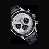 Buy Shop Breitling Navitimer B01 Chronograph 43 Silver Dial Black Leather Strap Watch for Men - AB0138241G1P1 USA Online