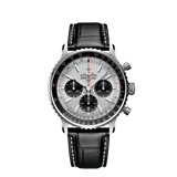 Buy Shop Breitling Navitimer B01 Chronograph 43 Silver Dial Black Leather Strap Watch for Men - AB0138241G1P1 USA Online