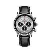 Buy Shop Breitling Navitimer B01 Chronograph 43 Silver Dial Black Leather Strap Watch for Men - AB0138241G1P1 USA Online