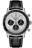 Buy Shop Breitling Navitimer B01 Chronograph 43 Silver Dial Black Leather Strap Watch for Men - AB0138241G1P1 USA Online
