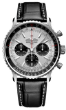 Buy Shop Breitling Navitimer B01 Chronograph 43 Silver Dial Black Leather Strap Watch for Men - AB0138241G1P1 USA Online