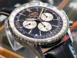 Buy Shop Breitling Navitimer B01 Chronograph 46 Black Dial Black Leather Strap Watch for Men - AB0137211B1P1 USA Online
