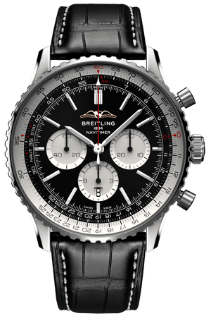 Buy Shop Breitling Navitimer B01 Chronograph 46 Black Dial Black Leather Strap Watch for Men - AB0137211B1P1 USA Online