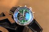 Buy Shop Breitling Navitimer B01 Chronograph 46 Green Dial Black Leather Strap Watch for Men - AB0137241L1P1 USA Online